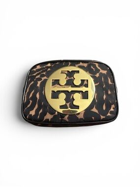 Tory Burch Leopard-Print Zip Pouch with Gold Logo